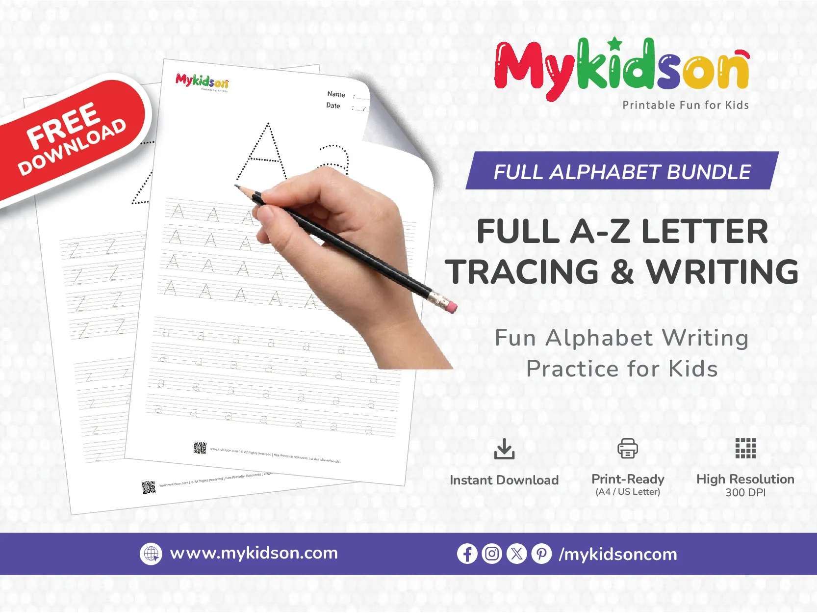 Full A-Z Letter Tracing & Handwriting Practice Workbook