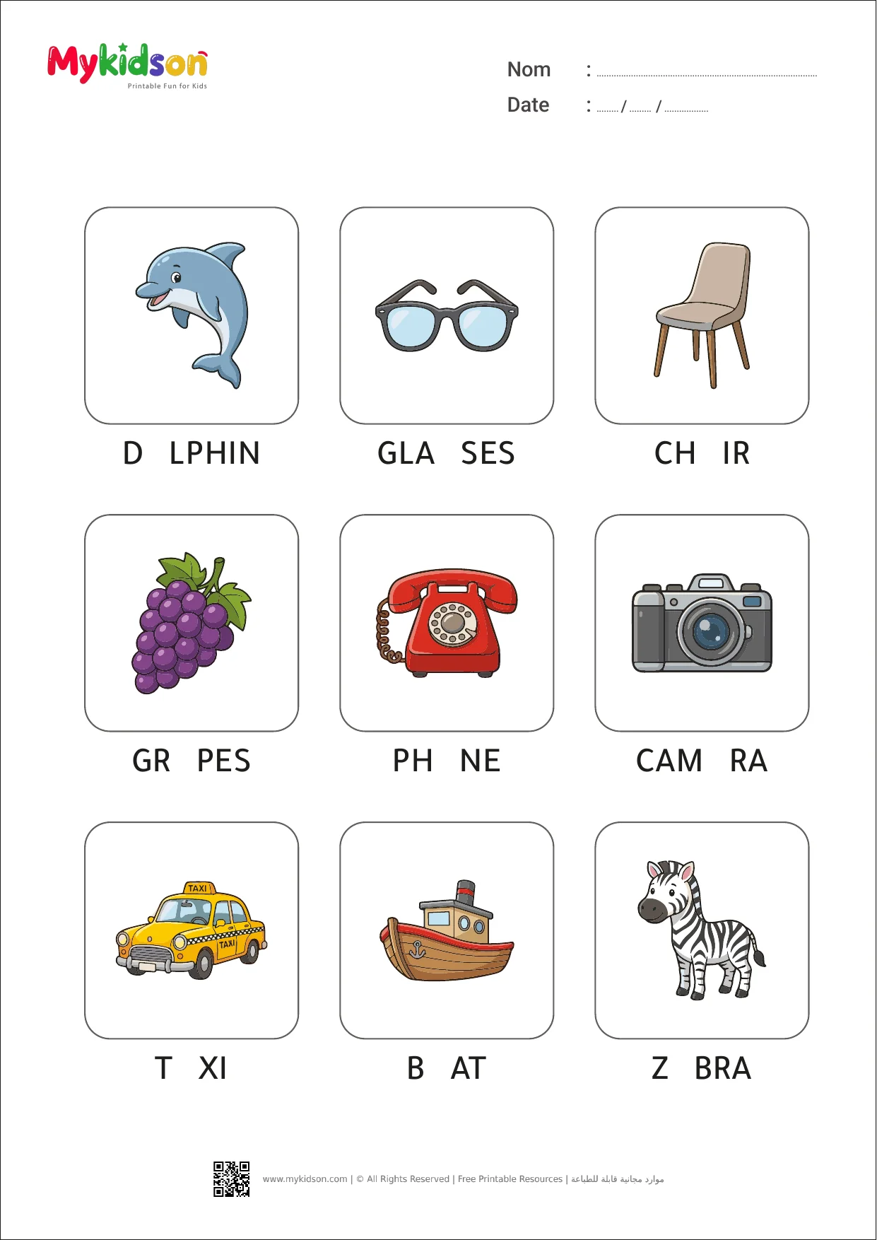 Missing Letters Vocabulary Worksheets - Multilingual Word Spelling Pack