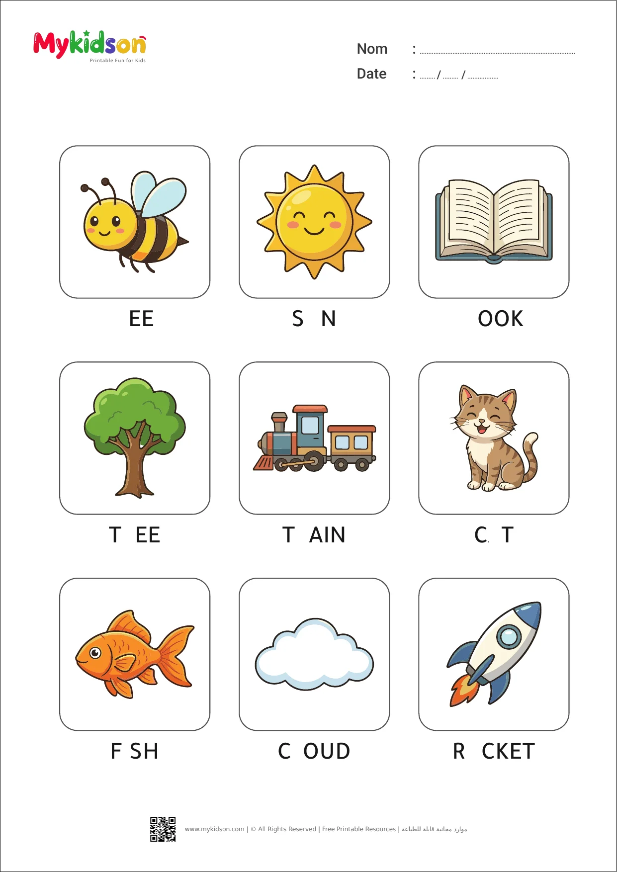 Multilingual First Words Picture Flashcards for Kids - English, French & Arabic