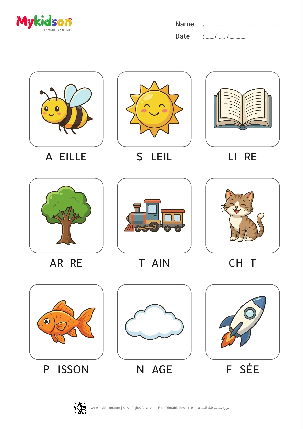 Cartes Éducatives Multilingues Premiers Mots - Anglais, Français et Arabe