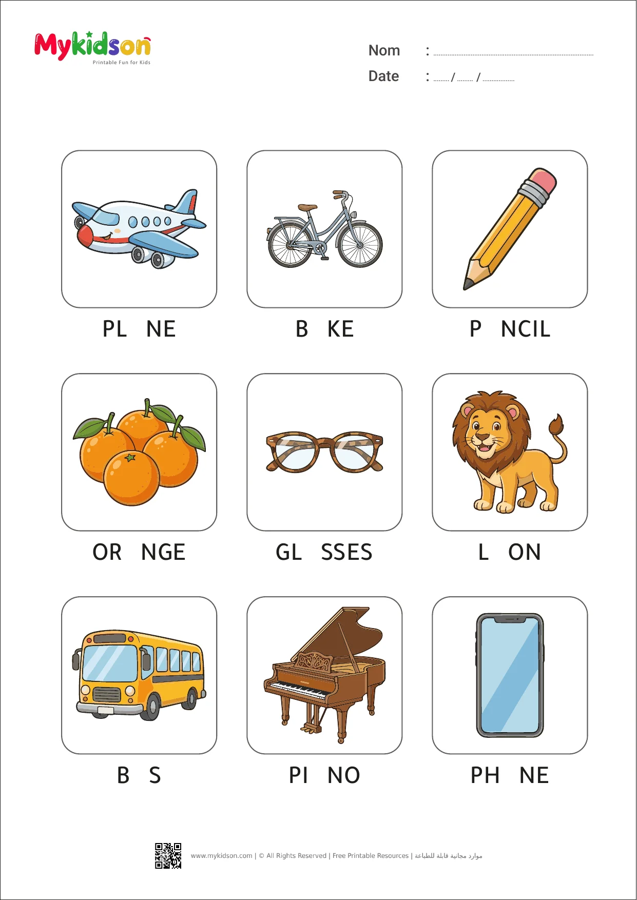 Missing Letters First Words Vocabulary Worksheets Pack